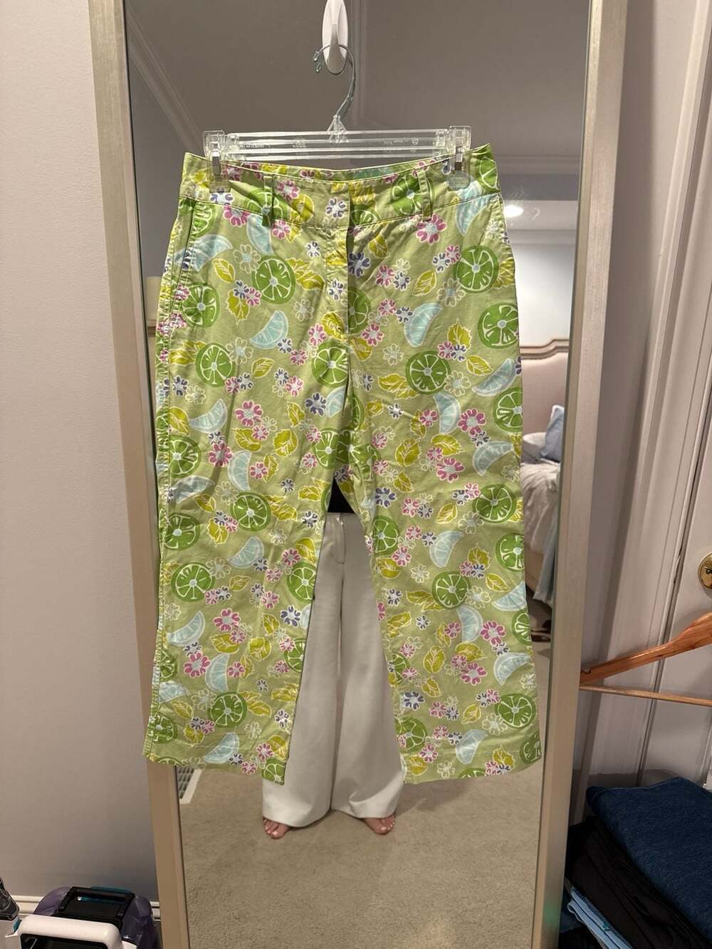 Lilly Pulitzer Citrus Lime Floral Print Cropped Pants Size 4